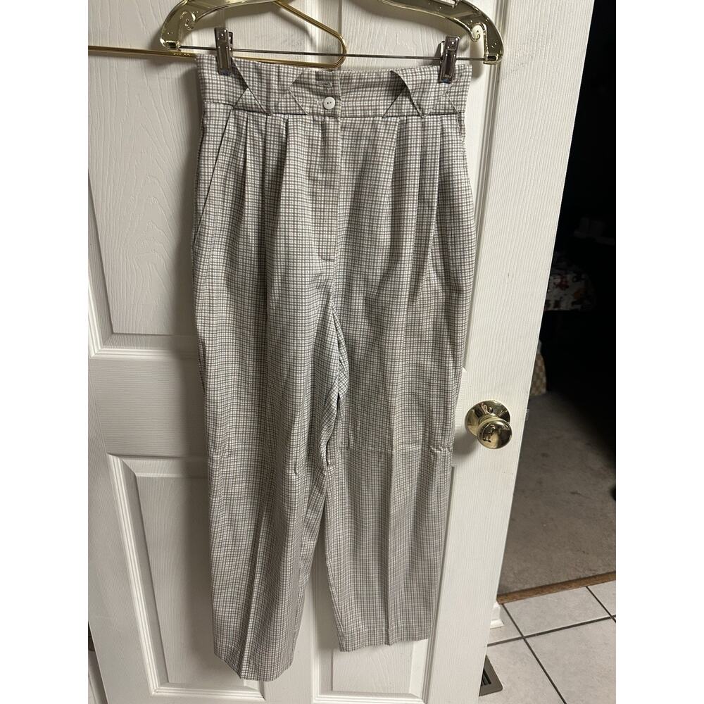 90s Smart Parts Pleated Pants High Rise Waisted Waiter USA Med 7 26x28 Checkered
